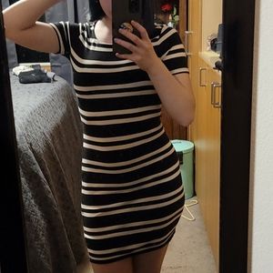 Black and white striped dress